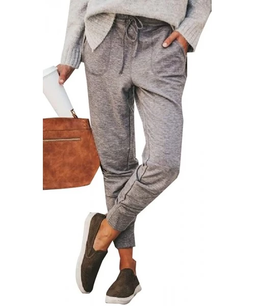 Bottoms Womens Casual Stretch Pajama Lounge Yoga Pants Workout Pants - Light Grey - CP19CUASMG0