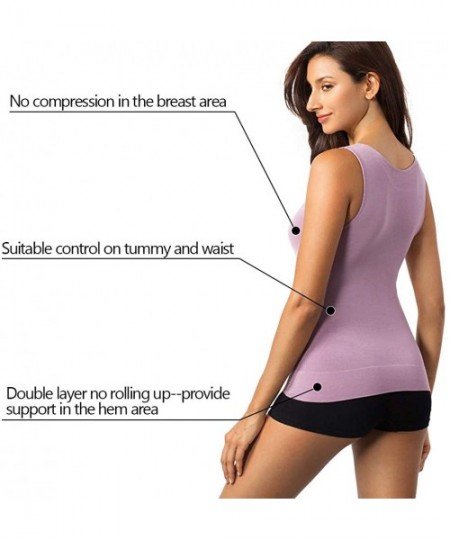 Shapewear Bamboo Tank Tops Light Tummy Control Shapewear Camisole Womens Slim Fit Sleveless Undershirt - Grayish Purple - CI1...