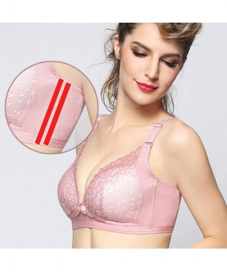 Bras Women's Adjustable Sports Lingerie Breathable Full-Coverage Wire Free Bra - Red.b - CS1922UX89M