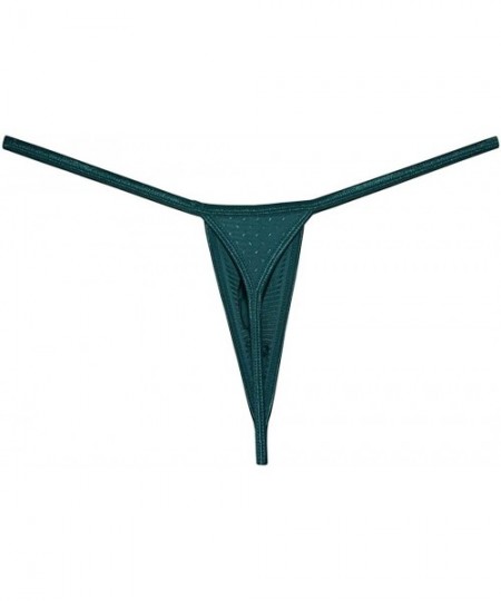 G-Strings & Thongs Sexy Men's Bulge Thong Underwear Shiny G-String Hipster Tangas Micro T-Back - 4-pack (Dark Green) - C9196I...