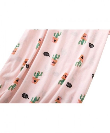 Nightgowns & Sleepshirts Women Cotton Nightgown Casual Print Sleep Dress Shirt Tee Short Sleeve Sleepwear - Cactus - CR198OMM933