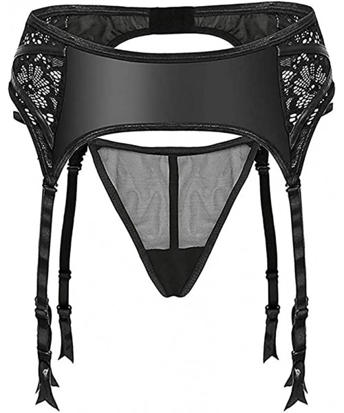 Garters & Garter Belts Black Women's Garter Belt with G-String Lingerie Set - Black-1 - CX1900DH40W