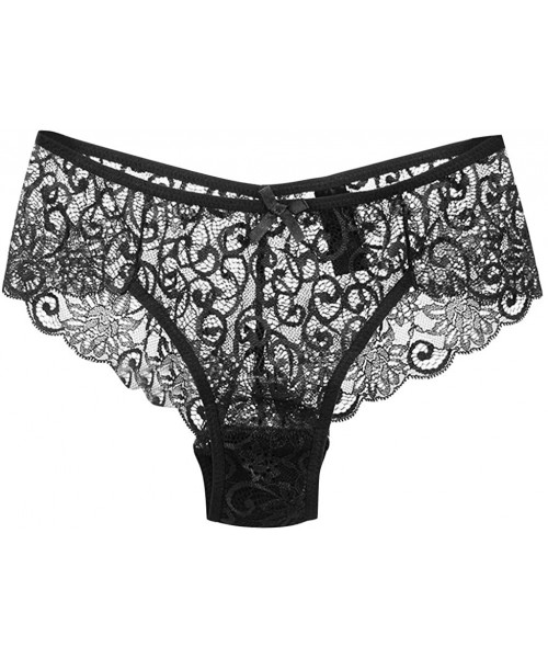 Sets Fashion Delicate Women Translucent Panties Underwear Sheer Lace Briefs Tank Lace Sexy Underpant Lingerie - Black - C5194...