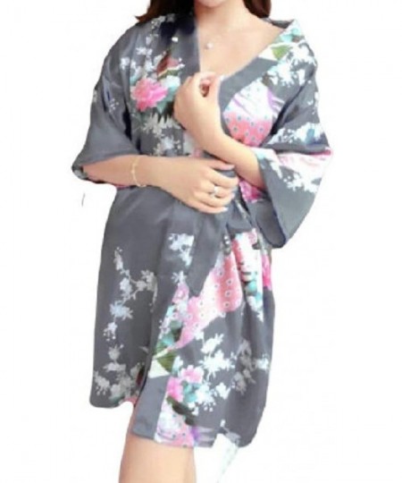 Tops Women's Mid-Length Waist Belted Kimono Half Sleeve Casual Loungewear PJ - 2 - C8198750WLA