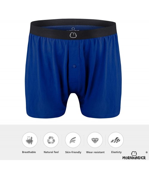Boxers Bamboo Mens Boxers for Men Underwear Shorts - Soft Loose Comfortable Breathable - Blue - C41933WGRYX