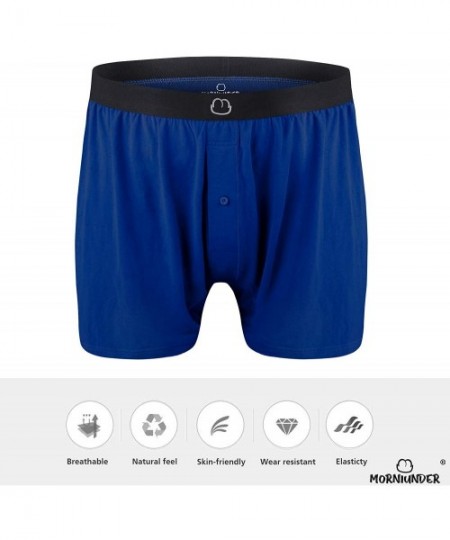 Boxers Bamboo Mens Boxers for Men Underwear Shorts - Soft Loose Comfortable Breathable - Blue - C41933WGRYX