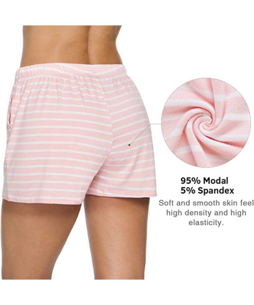 Bottoms Pajama Shorts-Workout Soprt Pants Striped Home Lounge Sleep Bottoms - Pink - C4199HR4XQA