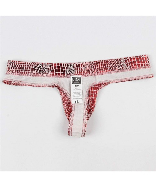 G-Strings & Thongs Mens Sexy Underwear Breathable G-String Thong Jockstrap Bikini Underwear Briefs - Red - C01940EDNEX