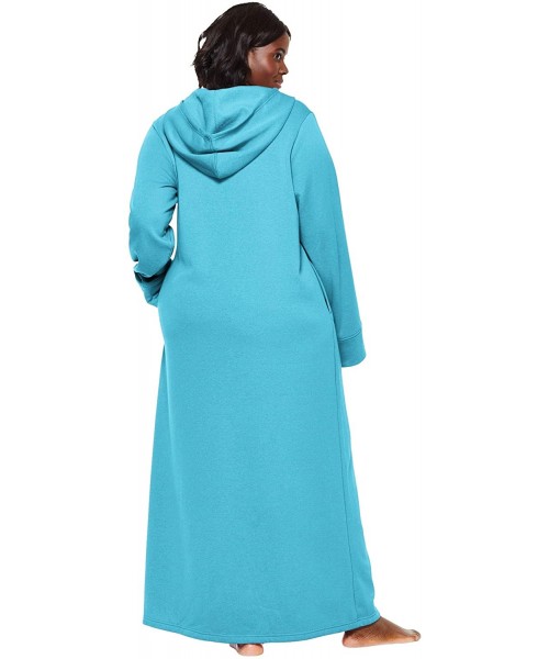 Robes Women's Plus Size Hooded Fleece Robe - Caribbean Blue (0466) - CC199SMLO5R