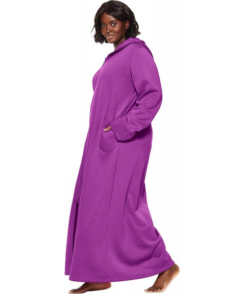Robes Women's Plus Size Hooded Fleece Robe - Caribbean Blue (0466) - CC199SMLO5R