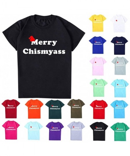 Sleep Tops Christmas T Shirts for Couples Men Women- Merry Christmas Letter Print Short Sleeve Tops Funny Tee for The Family ...