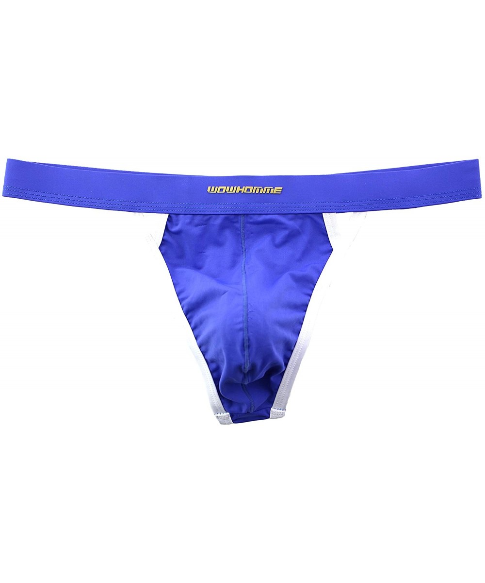 G-Strings & Thongs Sexy Pouch G-Strings Men's Low Waist Thong Classic Silky Underwear - Dark Blue - CZ193A7LUQG