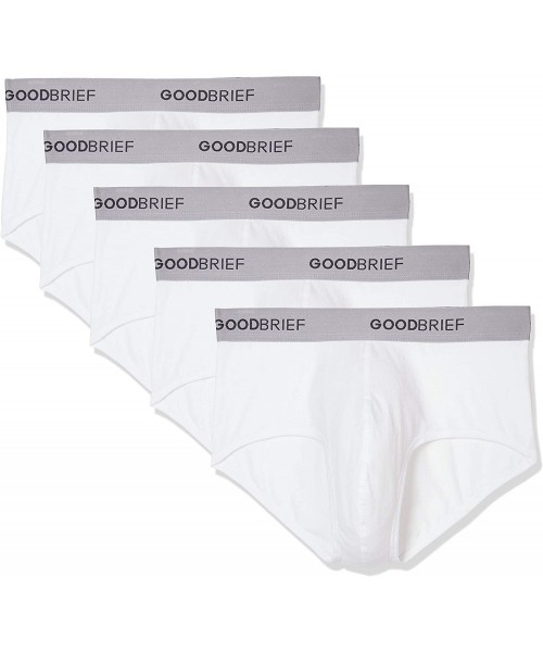 Briefs Men's Cotton Stretch Classic Fit Brief (5-Pack or 7-Pack) - White 5 Pack Soft Grey Waistband - CY18CLTMRZ8