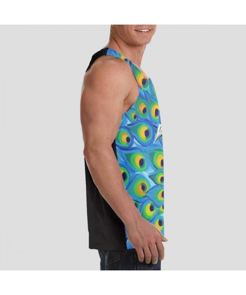 Undershirts Men's Soft Tank Tops Novelty 3D Printed Gym Workout Athletic Undershirt - Colourful Wild Peacock - C919DSS2E0L