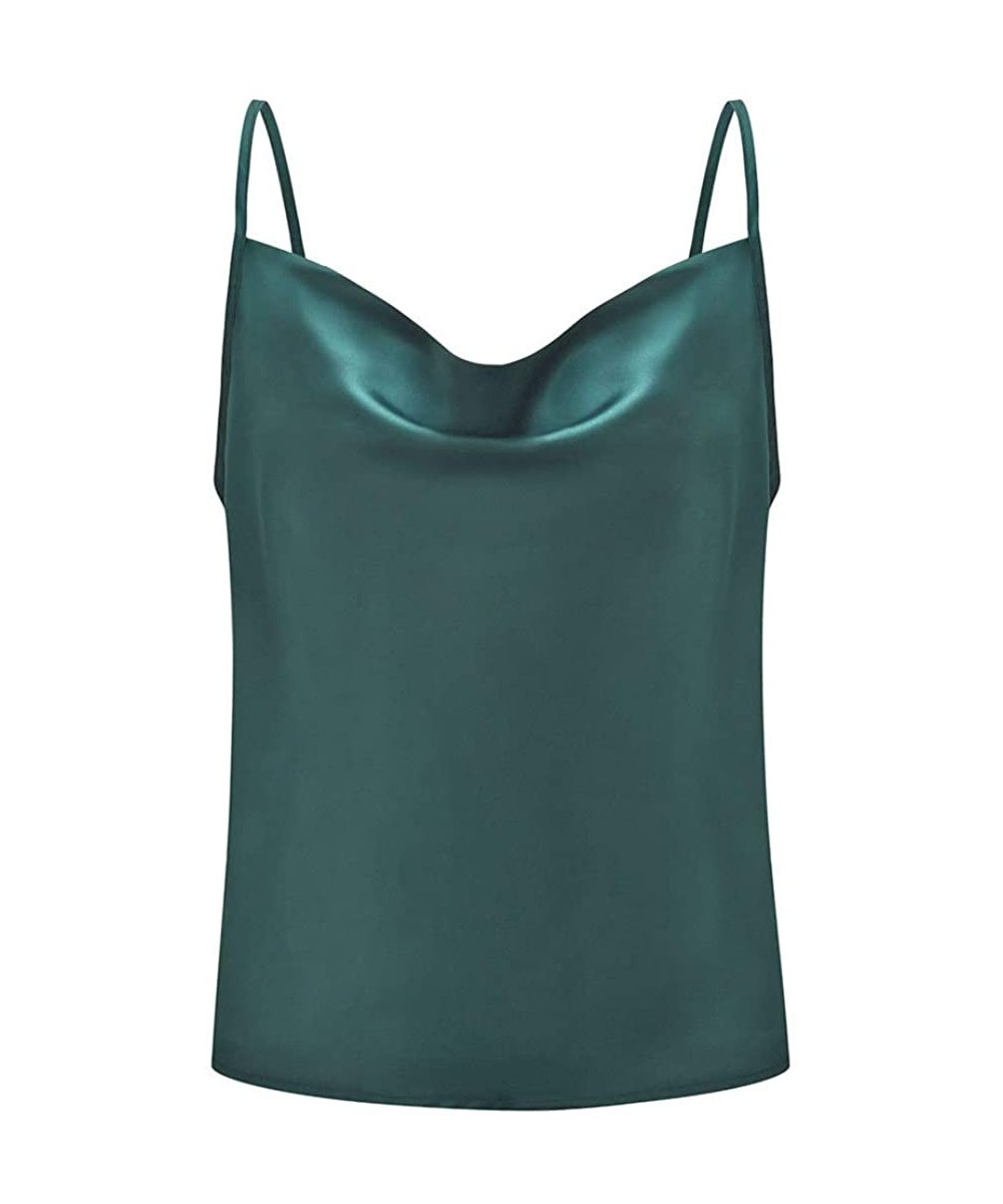 Camisoles & Tanks Women's Camisole Polyester Chiffon Shirt Top Seamless Cami - Deep Green - C7198RLDNMA