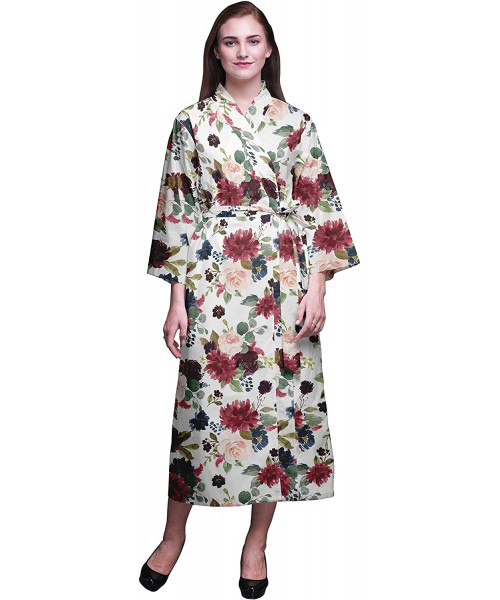 Robes Printed Crossover Robes Bridesmaid Getting Ready Shirt Dresses Bathrobes for Women - White2 - C318TKA9D3G