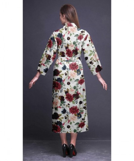 Robes Printed Crossover Robes Bridesmaid Getting Ready Shirt Dresses Bathrobes for Women - White2 - C318TKA9D3G