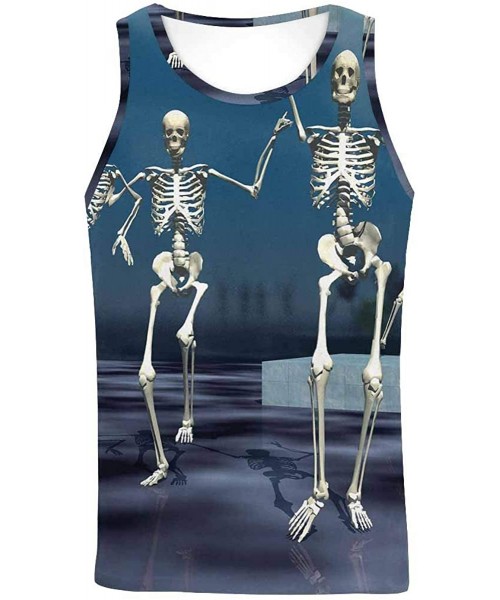Undershirts Men's Muscle Gym Workout Training Sleeveless Tank Top Scary Halloween Pumpkin Face - Multi3 - CT19DLR0L37