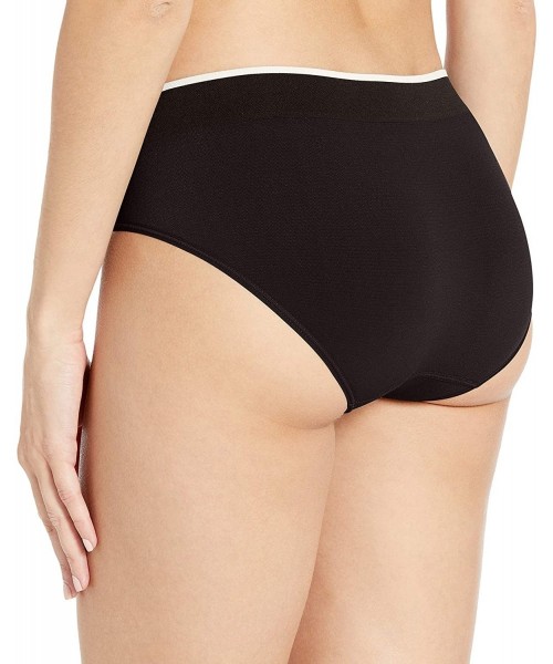 Panties Women's Seamless Litewear Solid Bikini - Black W/White - CZ18HMANIHR
