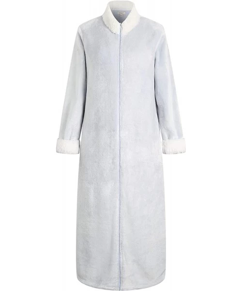 Robes Women's Soft and Warm Fleece Robe with Zipper Size RHW2856 - Light Blue - CJ18T62HIM5