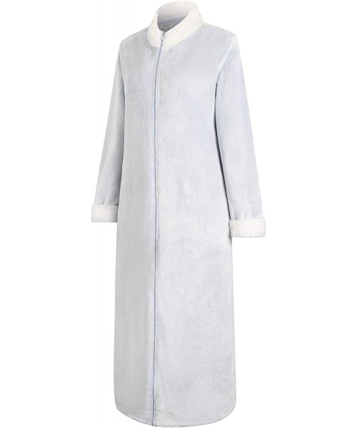 Robes Women's Soft and Warm Fleece Robe with Zipper Size RHW2856 - Light Blue - CJ18T62HIM5