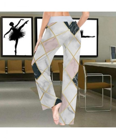 Bottoms Marble Luxury Geometric Pink Black Women's Pajama Pants Lounge Sleep Wear - Multi - CM19CK3SID8