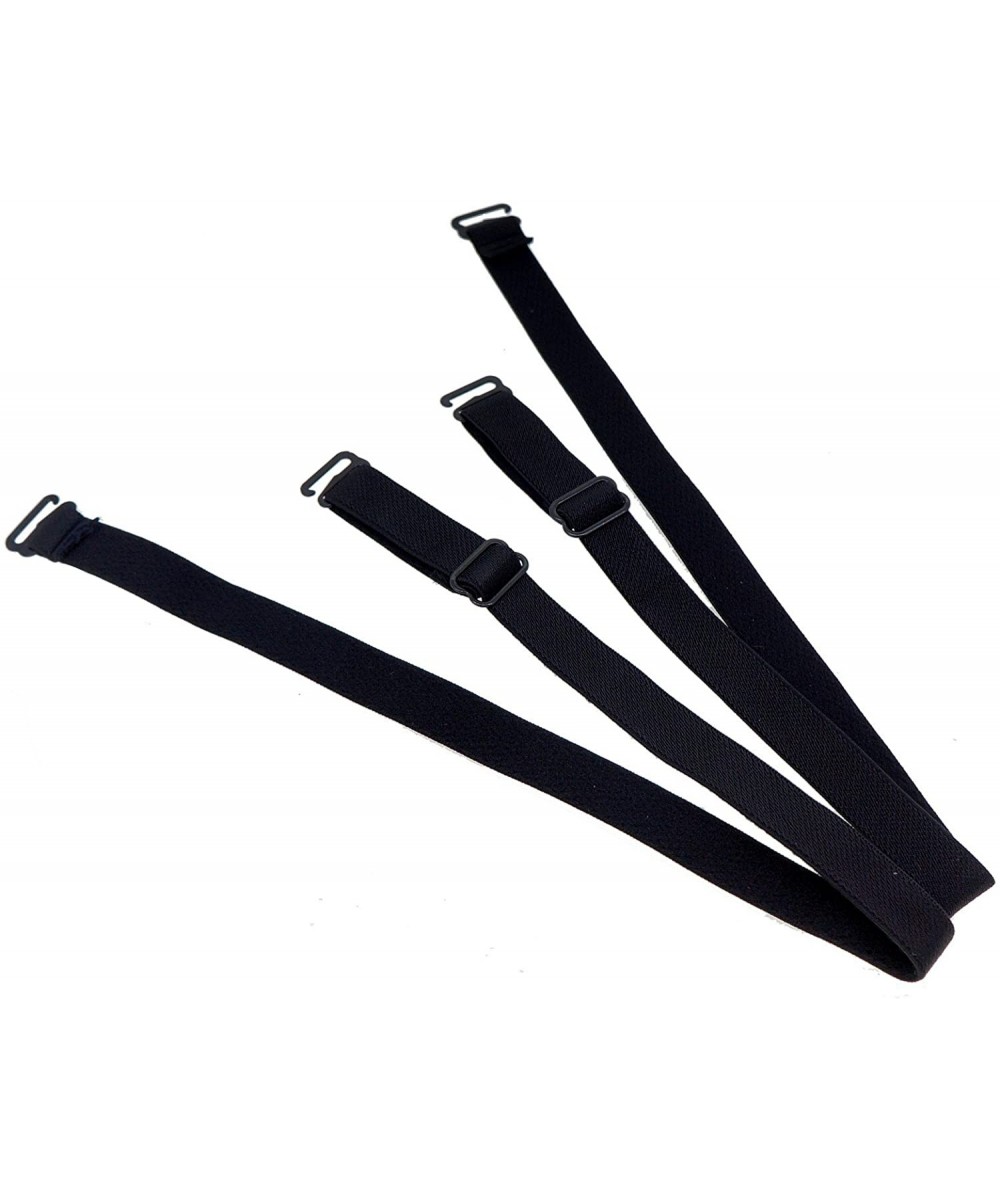 Accessories 12mm Wide Colorful Plain Color Fashion Bra Straps Lingerie Accessories Pack of 10 - Black - CL12C5FDP0V