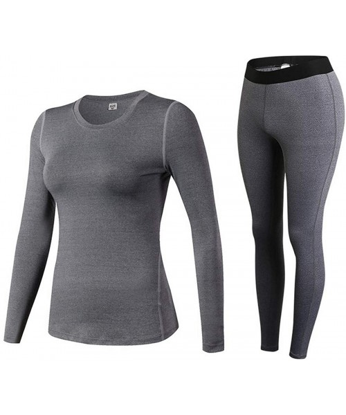 Thermal Underwear Thermal Underwear Women Quick Dry Long for Women Second Skin Winter Female Thermo Underwear Sets - Gray Set...