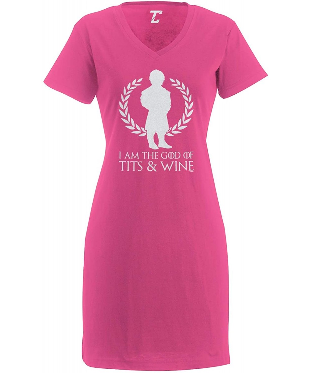 Nightgowns & Sleepshirts I Am The God of Tits & Wine - GOT Tyrion Women's Nightshirt - Pink - CI18RHY39R0