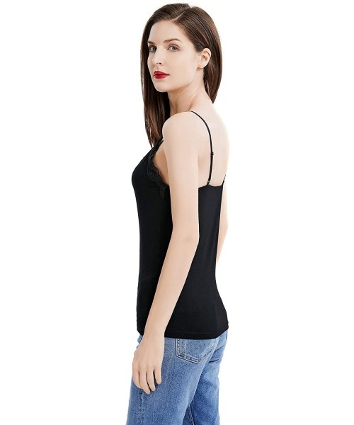 Camisoles & Tanks Lace Camisole for Women Sleeveless V Neck Spaghetti Strap Tank Top Camisole - Black - CQ194ZX4W8Y