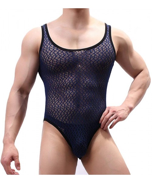 G-Strings & Thongs Men's Wretling Singlet Sexy Transparent Cool Singlets for Wrestling Bodysuit One-Piece Mesh Leotard Underw...
