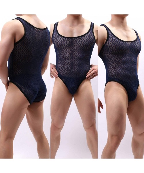 G-Strings & Thongs Men's Wretling Singlet Sexy Transparent Cool Singlets for Wrestling Bodysuit One-Piece Mesh Leotard Underw...