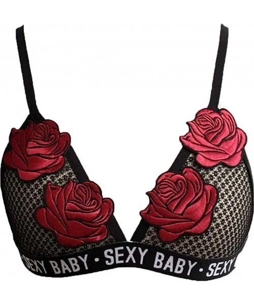 Bras Women Lace Bralette Embroidered Bralettes for Juniors - Embroidered Rose Flower 4 - CK17AZTCXX7