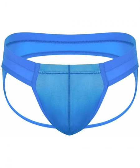 Shapewear Mens Elastic Athletic Supporters Sports Underpants Bodysuit Jumpsuit Wrestling Singlet Thong - Blue - CC19DL3ODR5