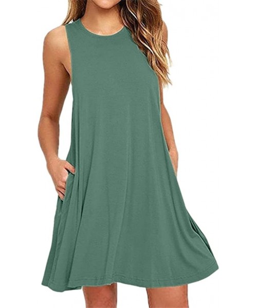 Nightgowns & Sleepshirts Women Casual Lace Short Sleeve O Neck Mini Dress Loose Party Dress - 821green - C818GU7505C