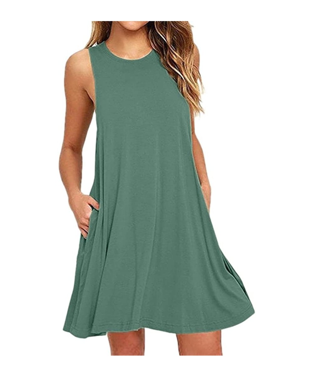 Nightgowns & Sleepshirts Women Casual Lace Short Sleeve O Neck Mini Dress Loose Party Dress - 821green - C818GU7505C