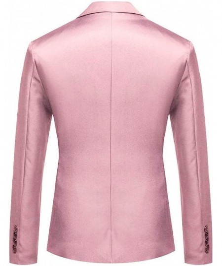 Shapewear Mens Solid Color Business Dress Suit-One Button Slim Fit Formal Party Jacket Blazer - Pink - C2193NQWHCU