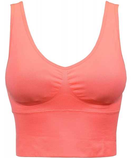 Bras Womens Seamless Solid Super Soft Stretchy Padded Active Soprts Bra - Doubldowa303_shell_pink - C417YDA5RIH