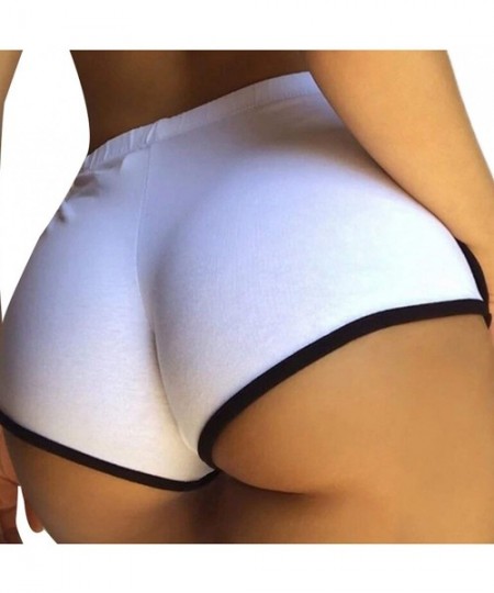 Bottoms Women Sexy Bodycon Sport Shorts High Waisted Funny Tie Dye Pajama Bottoms Underwear Clubwear Homewear White Black - C...