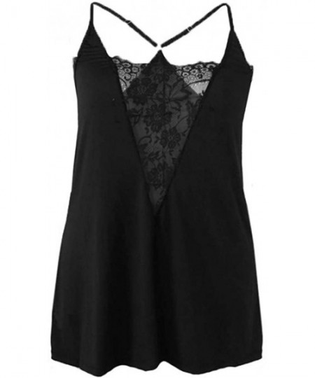Bustiers & Corsets Sexy Plus Size Babydoll Set V-Neck Sleepwear Lingerie for Women - Black - CS193Q3AZC5