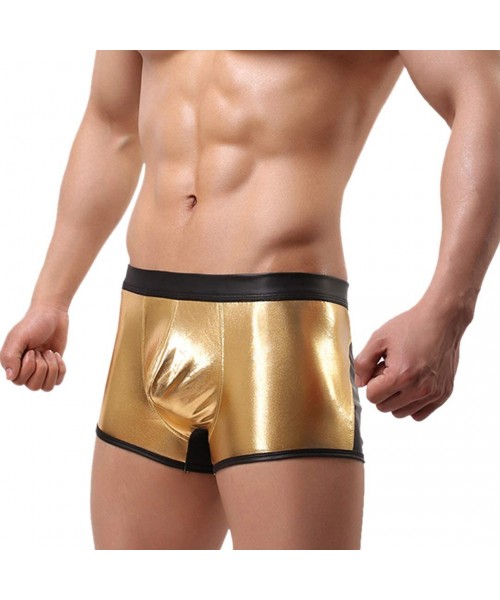 Boxer Briefs Men's Metallic Boxer Brief Sexy Shiny Stars Printed Underwear for Swimming- Dancing- Raves- Club- Costumes - Gol...