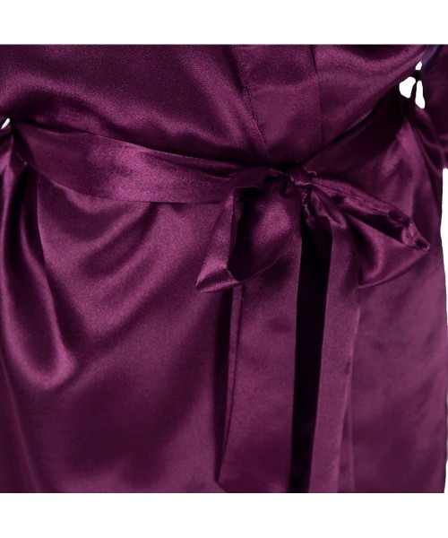 Robes Children's Silk Stain Pure Kimono Wedding Dressing Gown Kimono Robes Bridal Lingerie Sleepwear - Purple - CA12O7A6BZF