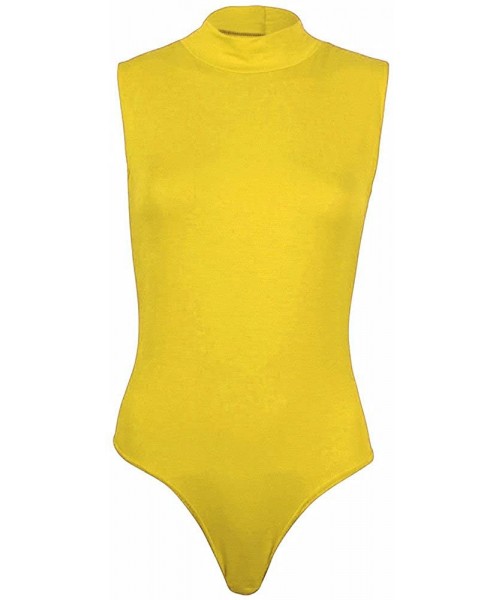 Shapewear Women's Turtleneck Sleeveless Bodysuit Under Layer - Yellow - CO186HE0X8L
