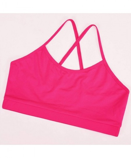 Bras Women Workout Tank Tops T-Shirt Sport Gym Clothes Fitness Yoga Vests - Hot Pink - CF18AGRIM5G