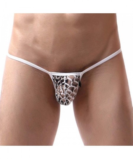 G-Strings & Thongs Mens Low Rise Bulge Pouch Micro Panties G-String Thongs Bikini Briefs Lingerie Underwear - Leopard - CY198...