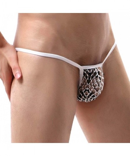 G-Strings & Thongs Mens Low Rise Bulge Pouch Micro Panties G-String Thongs Bikini Briefs Lingerie Underwear - Leopard - CY198...