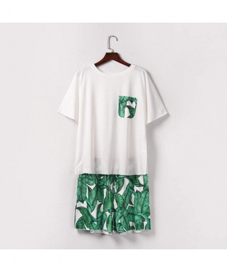 Bottoms Two Piece Leopard Drawstring Women Shorts Nightwear - Green - CF199RUOZ2G