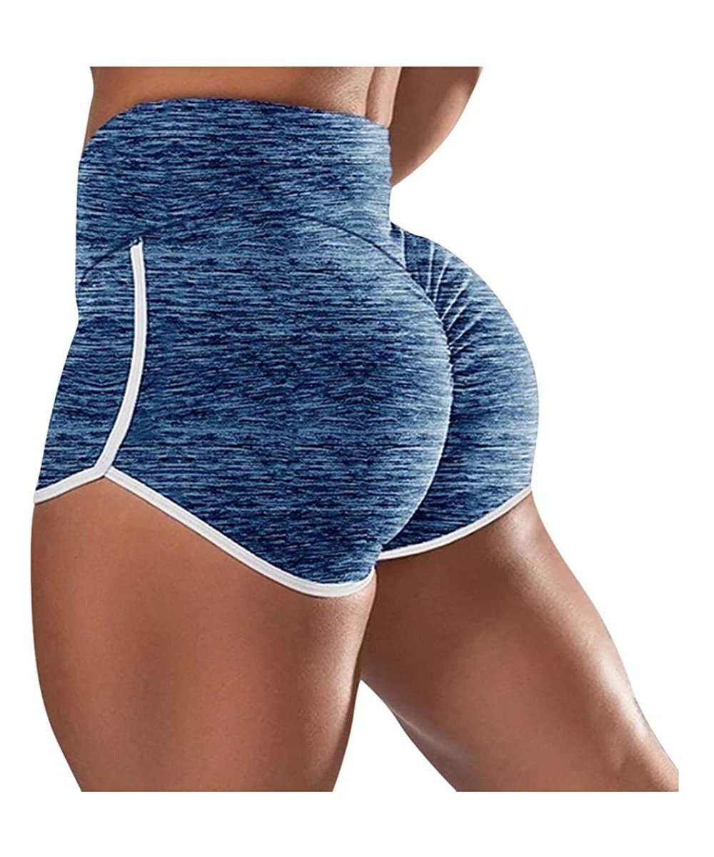 Robes Women Basic Slip Bike Shorts Compression Workout Leggings Yoga Shorts - Blue - C4198ROT6QI