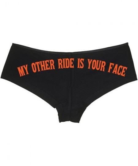 Panties My Other Ride is Your Face Boy Short Panties - Fun Flirty Boyshort Panties - Orange - CM18849590Y