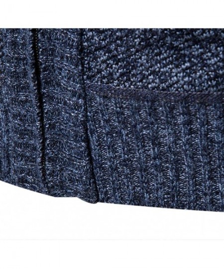 Briefs Men's Full Zip Casual Classic Soft Thick Knitted Cardigan Sweaters Long Sleeve with Pockets - Blue a - CQ193EKXT9C